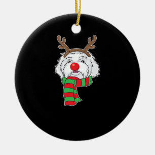 Funny Christmas Dog Xmas Reindeer Maltese Dog Holi Ceramic Tree Decoration