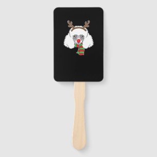 Funny Christmas Dog Xmas Reindeer Poodle Holiday S Hand Fan