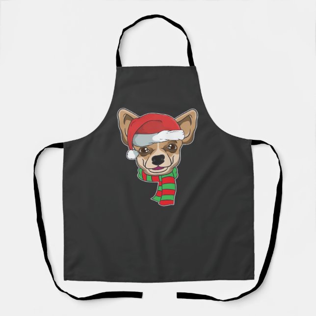 Funny Christmas Dog Xmas Santa Chihuahua Holiday G Apron (Front)