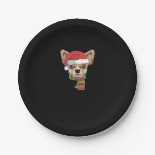 Funny Christmas Dog Xmas Santa Chihuahua Holiday G Paper Plate