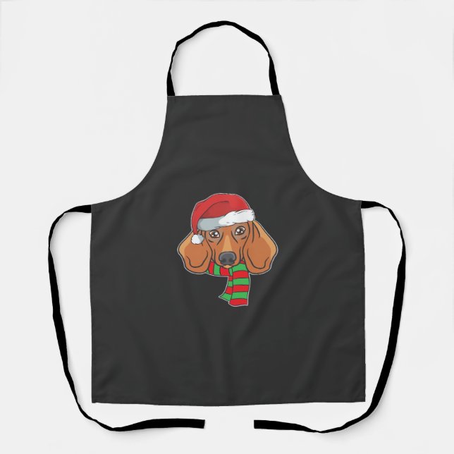 Funny Christmas Dog Xmas Santa Dachshund Holiday G Apron (Front)