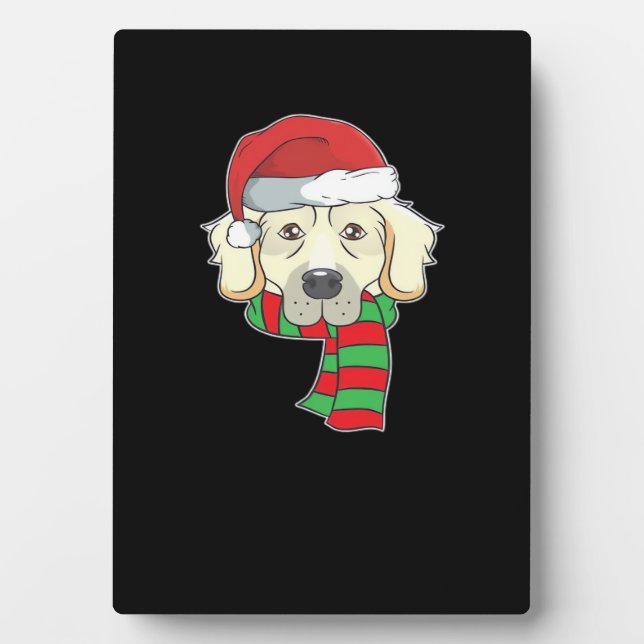 Funny Christmas Dog Xmas Santa Golden Retriever Ho Plaque (Front)