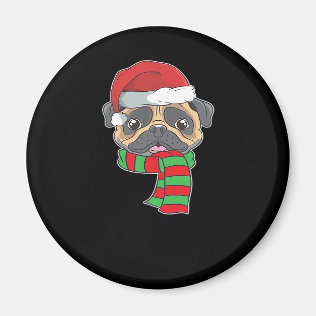 Funny Christmas Dog Xmas Santa Pug Holiday Gift Ov Magnet (Front)