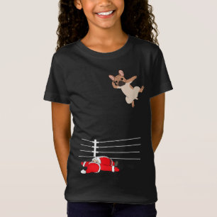 Funny Christmas Dog Xmas Wrestling Santa and Frenc T-Shirt