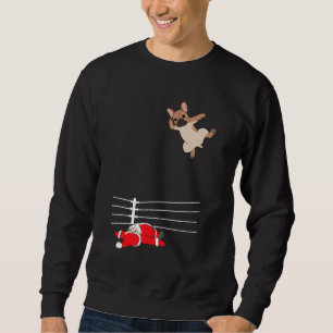 Funny Christmas Dog Xmas Wrestling Santa Gift Sweatshirt