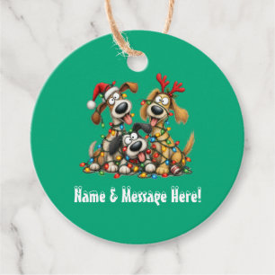 🐕 Funny Christmas Dogs Christmas Lights Favour Tags