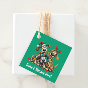 Funny Christmas Dogs Christmas Lights Favour Tags