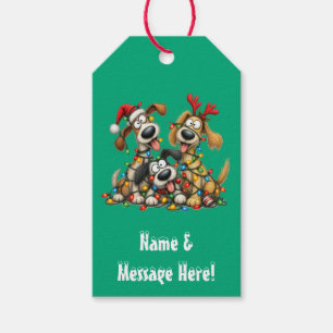 🐕 Funny Christmas Dogs Christmas Lights Gift Tags
