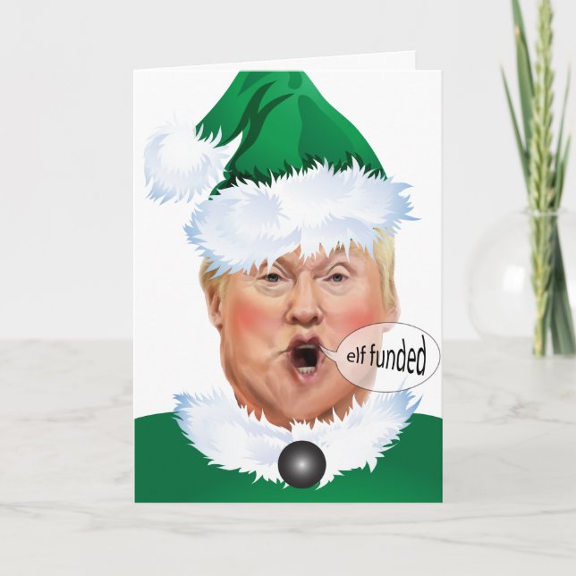 Funny Christmas Donald Trump Elf Holiday Card (Front)