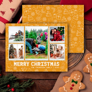 Funny Christmas Doodle 5 Photo Holiday Card