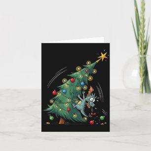 Funny Christmas Dragon Wrecking The Tree Holiday P Card