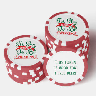 Funny Christmas drinking party free drink Poker Chips