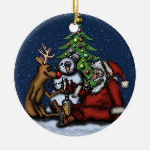 Funny Christmas drinking party tree ornament