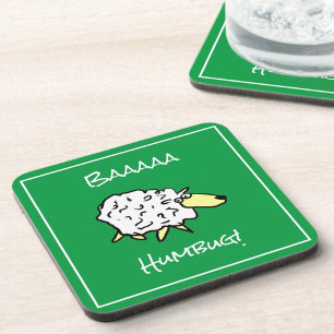 Funny Christmas Drinks Coaster with Sheep