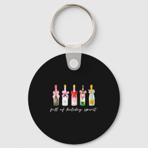 Funny Christmas Drinks Tail Champagne Holiday Srit Key Ring