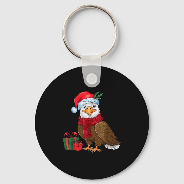 Funny Christmas Eagle Patriotic Bald Eagle With Sa Key Ring (Front)