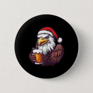 Funny Christmas Eagle With Beer Comic 6 Cm Round Badge