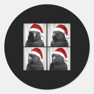 Funny Christmas Eclectus Parrot Santa Photo Booth  Classic Round Sticker