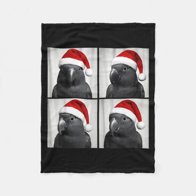 Funny Christmas Eclectus Parrot Santa Photo Booth  Fleece Blanket (Front)