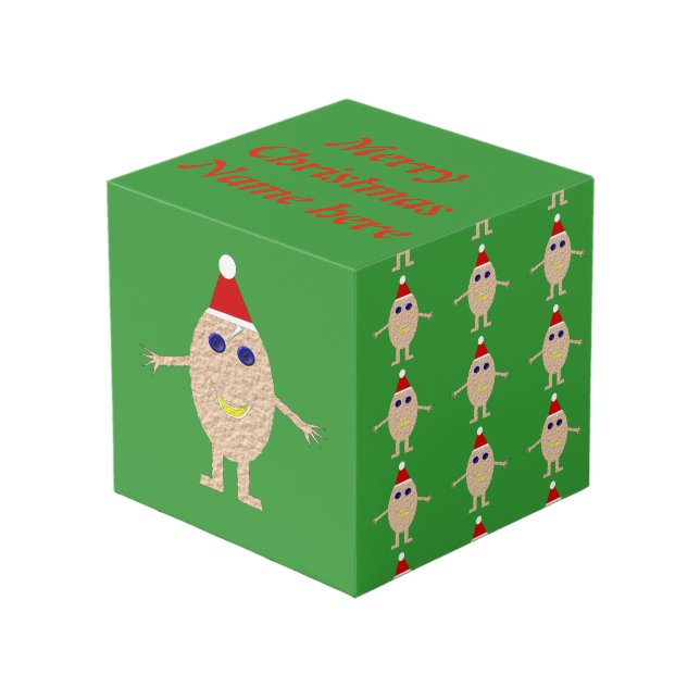 Funny Christmas Egg Custom Photo Cube (Front Angled)