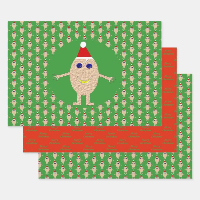 Funny Christmas Egg Custom Wrapping Paper Sheet (Set)