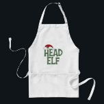 Funny Christmas Elf Apron<br><div class="desc">Buy this Christmas gift featuring the funny caption,  Head Elf,  with a Santa Claus hat perched on top.</div>