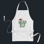 Funny Christmas Elf Apron<br><div class="desc">Buy this Christmas gift featuring the funny caption,  Head Elf,  with a Santa Claus hat perched on top.</div>