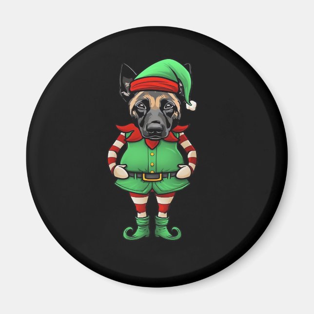 Funny Christmas Elf Belgian Malinois Dog Classic T Magnet (Front)