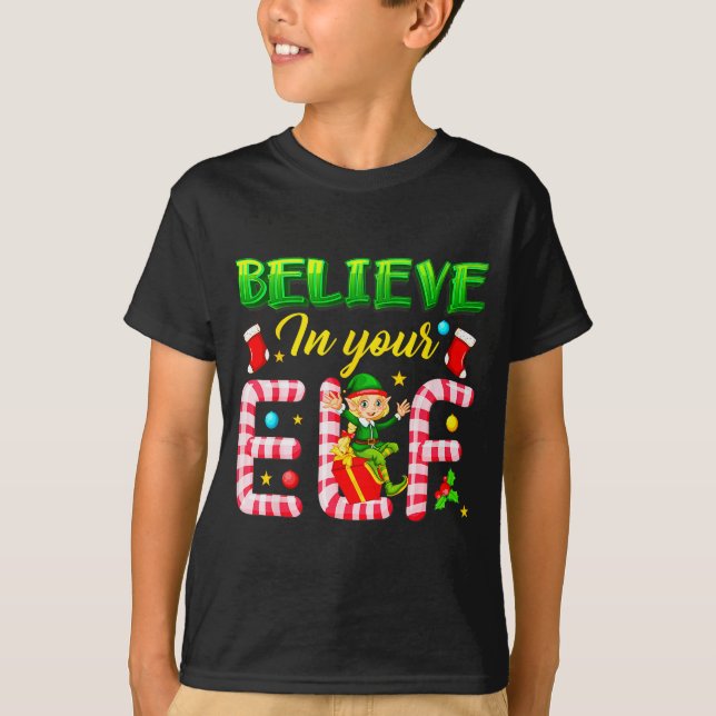 Funny Christmas Elf Design Believe In Your Elf Men T-Shirt (Front)