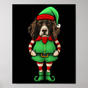 Funny Christmas Elf English Springer Spaniel Dog  Poster