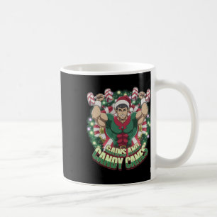 Funny Christmas Elf Gym Workout Gains And Candy Ca Coffee Mug