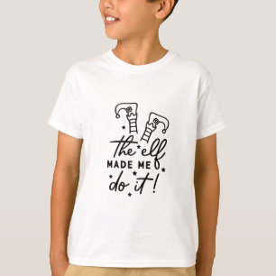 Funny Christmas Elf made me Do it Funny Retro Cool T-Shirt