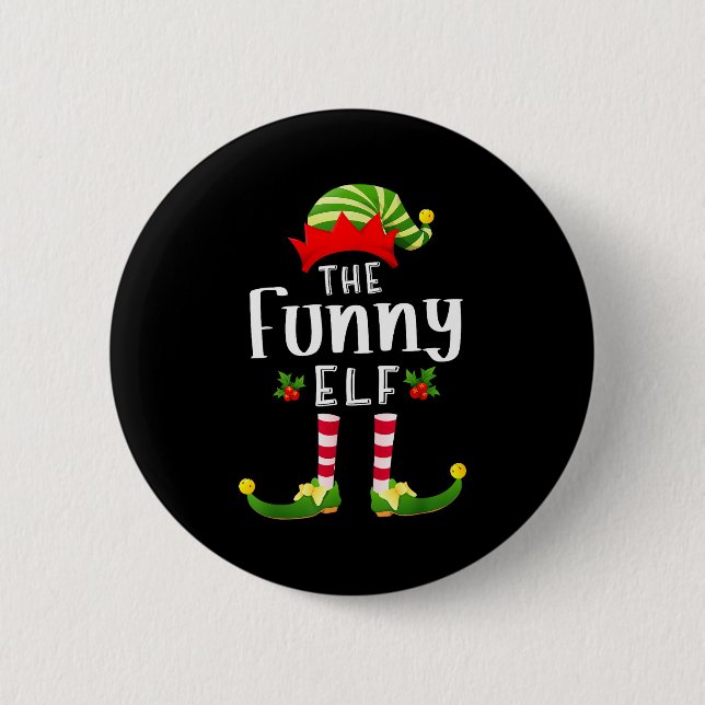 Funny Christmas Elf Matching Pajama X-mas Party  6 Cm Round Badge (Front)