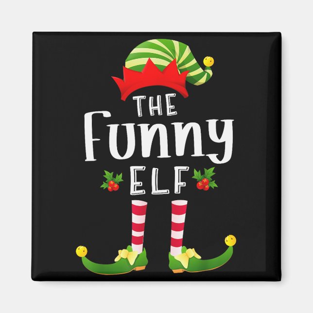Funny Christmas Elf Matching Pajama X-mas Party  Magnet (Front)