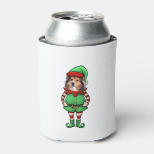 Funny Christmas Elf Shetland Sheepdog Dog Sheltie  Can Cooler