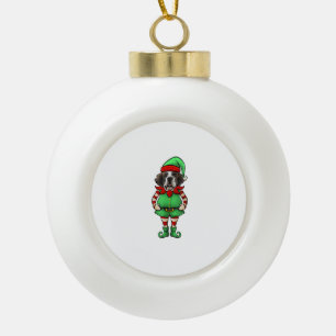 Funny Christmas Elf St Bernard Dog Saint Bernard Ceramic Ball Christmas Ornament