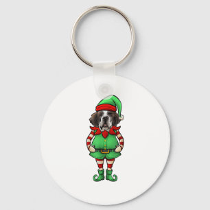 Funny Christmas Elf St Bernard Dog Saint Bernard Key Ring