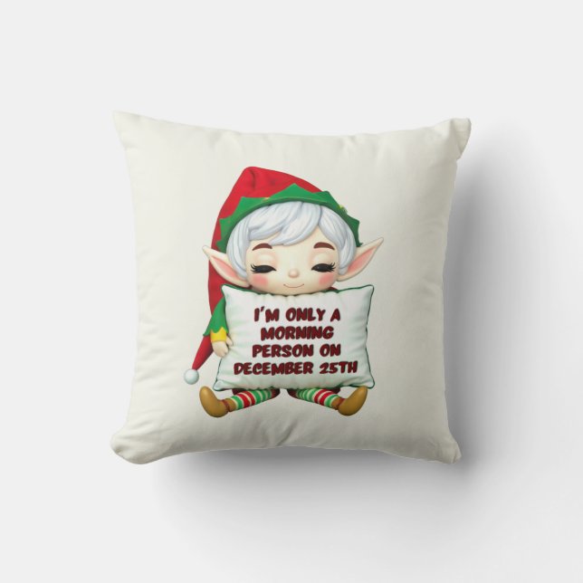 Funny Christmas Elf Throw Pillow - Christmas Decor (Front)