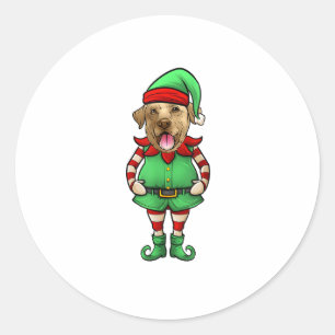 Funny Christmas Elf Yellow Lab Dog Yellow Labrador Classic Round Sticker