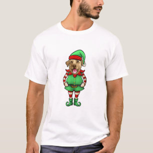Funny Christmas Elf Yellow Lab Dog Yellow Labrador T-Shirt