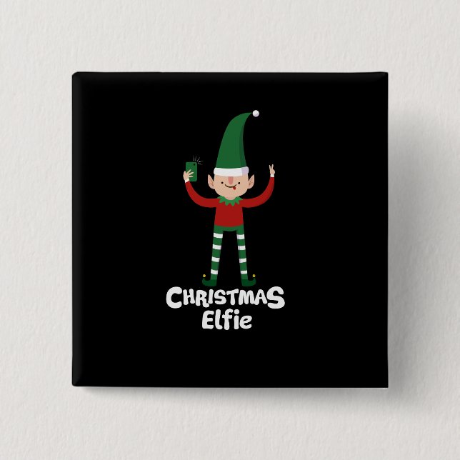 Funny Christmas Elfie 15 Cm Square Badge (Front)