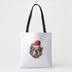 Funny Christmas English Bulldog Tote Bag