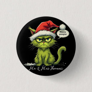 Funny Christmas "Ew People" Meowy Cat Lovers 3 Cm Round Badge