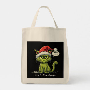 Funny Christmas "Ew People" Meowy Cat Lovers Tote Bag