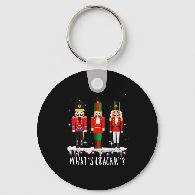 Funny Christmas Family Whats Crackin_ Nutcracker - Key Ring (Front)
