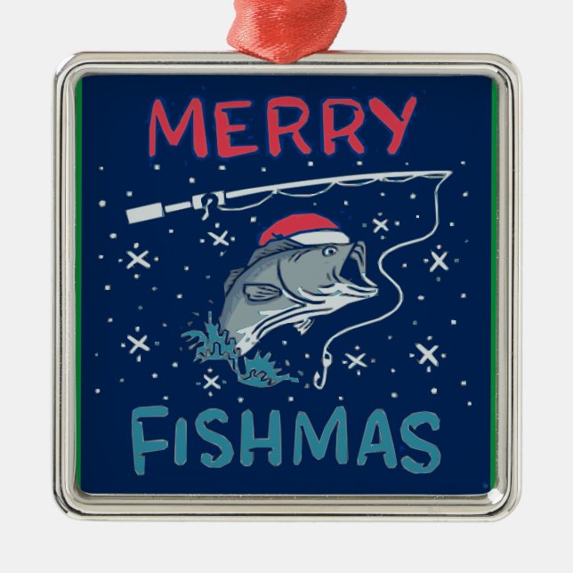 Funny Christmas Fish Flshing Metal Tree Decoration (Front)