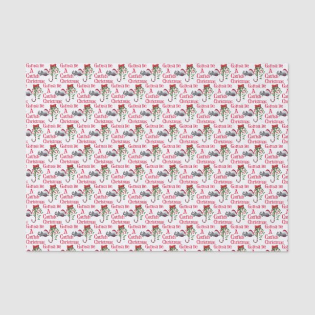 Funny Christmas Fishing ♫♥  Catfish Christmas Tissue Paper (Front)