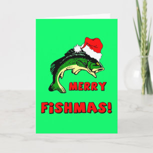 Funny Christmas fishing Holiday Card