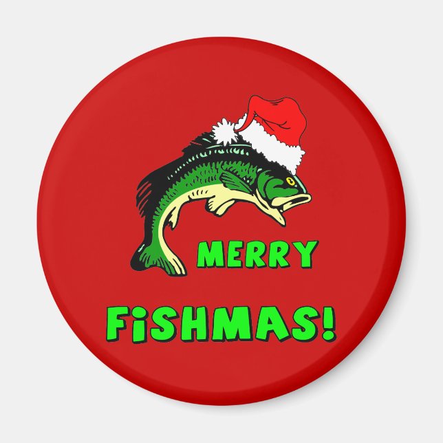 Funny Christmas fishing Magnet (Front)