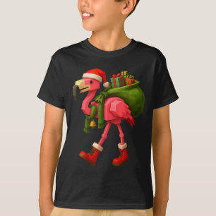 Funny Christmas Flamingo Santa Holiday Design T-Shirt